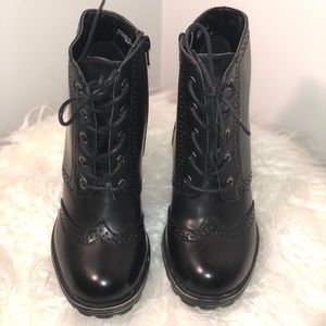 Lace Up Block Heel Booties